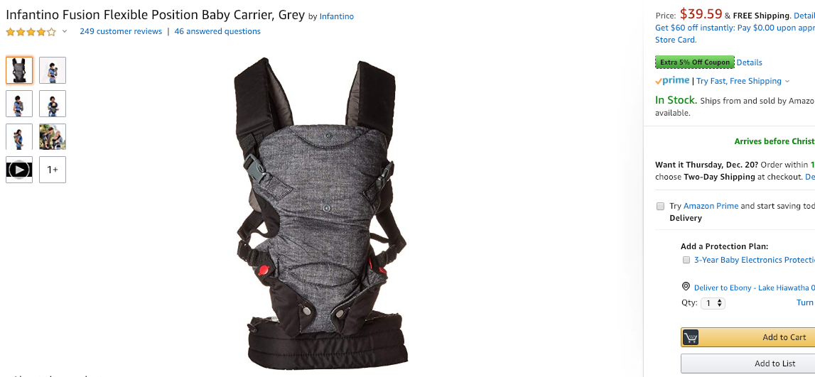 infantino fusion flexible position baby carrier